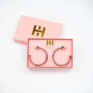 NEW HOO HOOPS women's lightweight statement earrings in rose glitter
